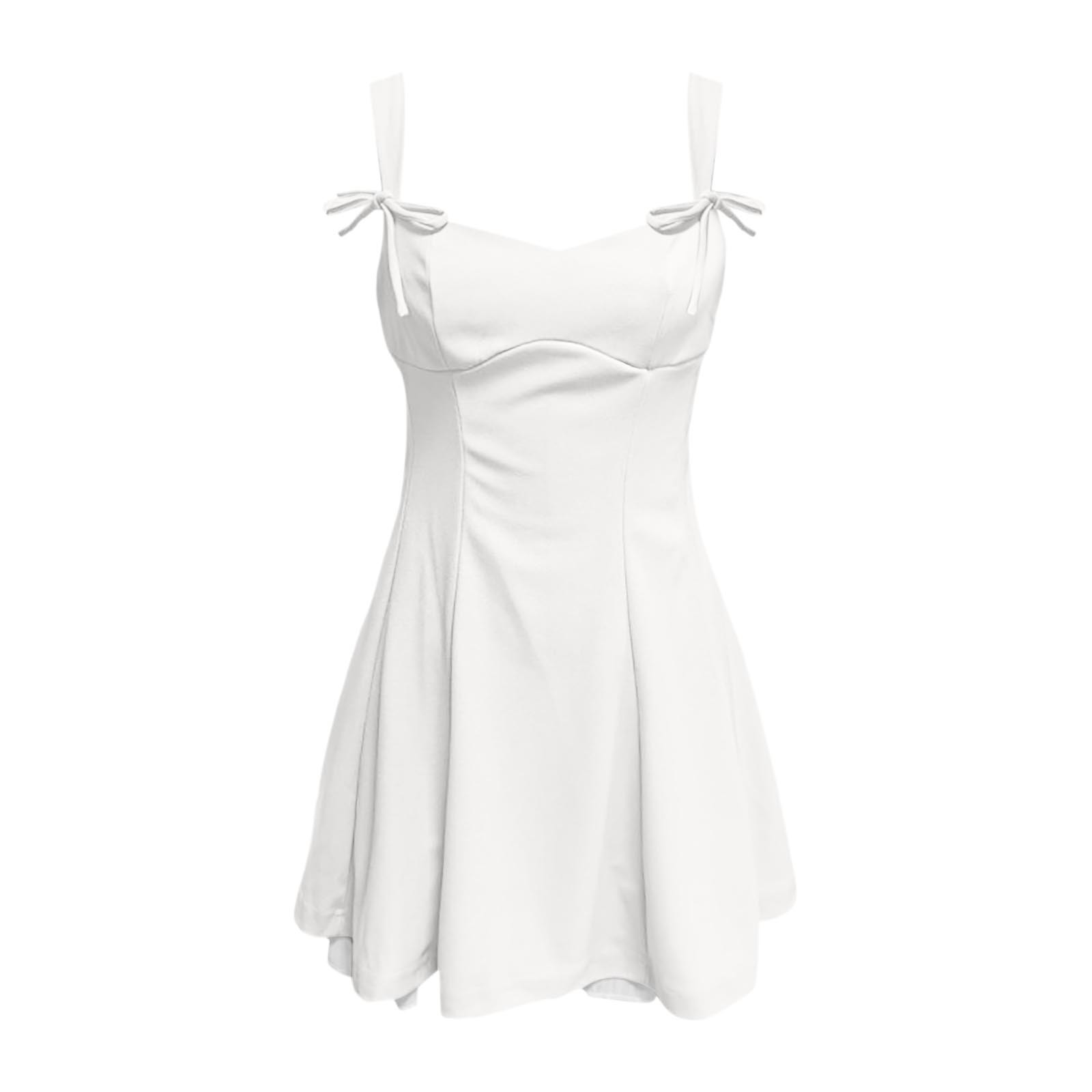 thumbnail image 5 of Minivestido corsé de verano para mujer - Sin mangas, sin espalda - Dobladillo con volantes - Tirantes con lazo - Fiesta/club - S-XL, 5 of 5